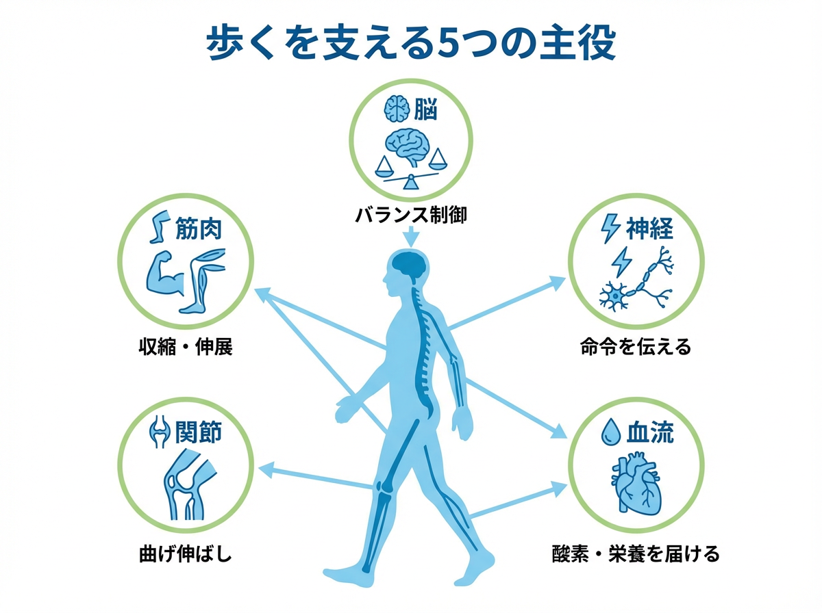 歩くを支える5つの主役